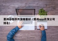 惠州小程序开发哪里好（惠州app开发公司排名）